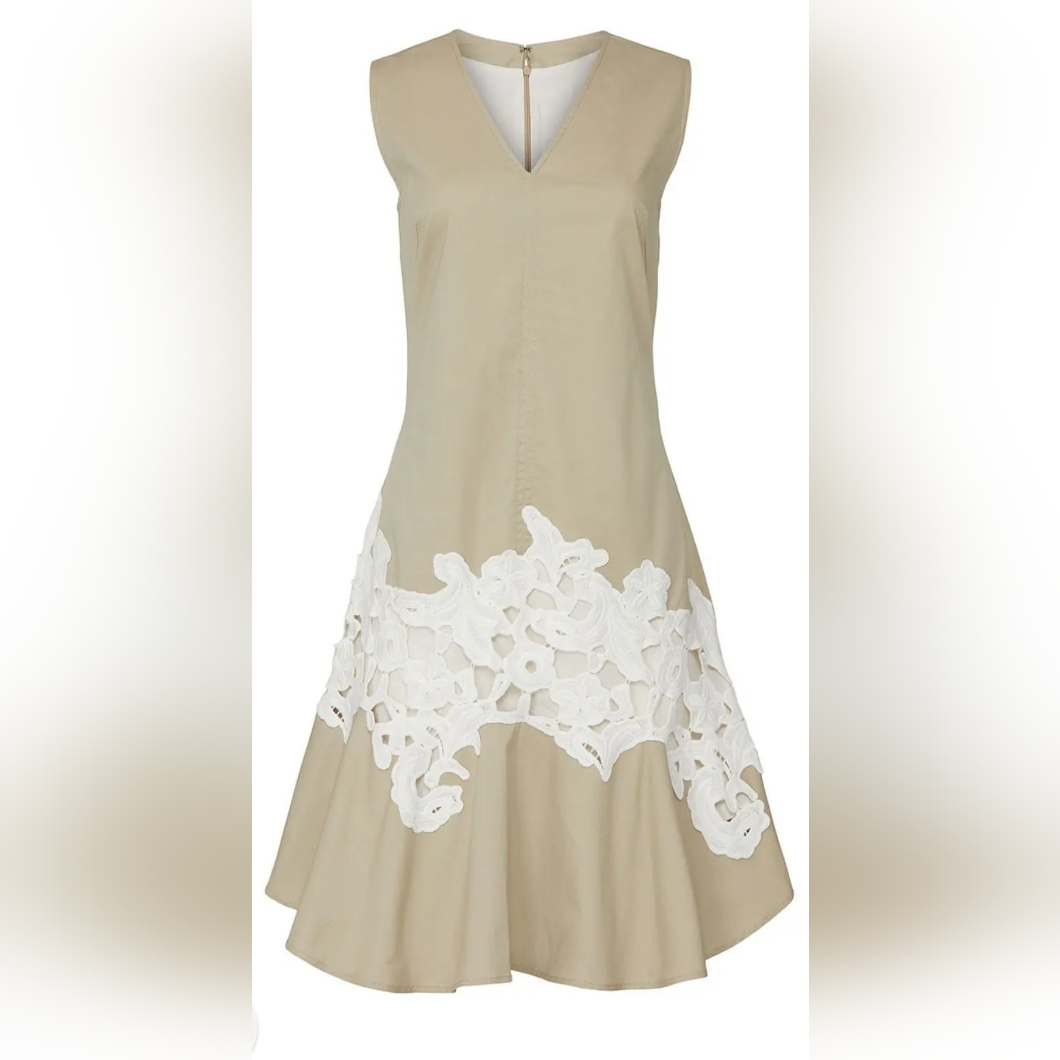 Derek Lam Twill Lace-Inset V-Neck Dress